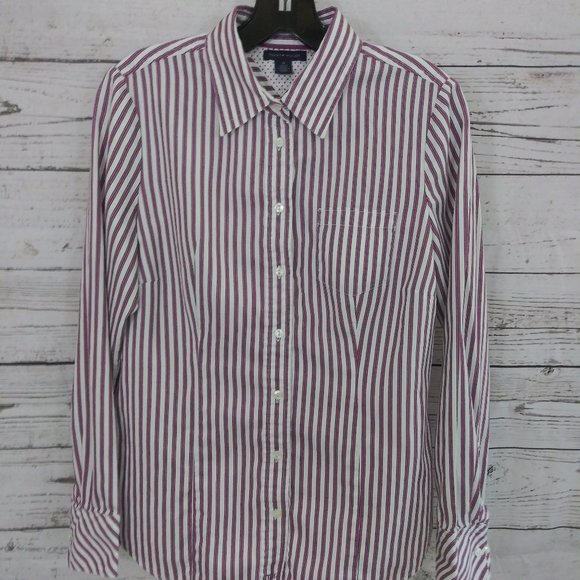 Tommy Hilfiger M Fitted Cotton Shirt Purple Stripe - Picture 1 of 5